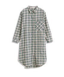 QUEEN SHOP | 撞色格紋側開衩長版外罩襯衫 (シャツ/ブラウス)