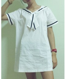 淘寶（陸小團團） | 海軍領白色洋裝(ワンピース)