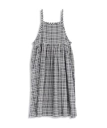 QUEEN SHOP | 配色格紋細肩帶棉麻洋裝(ワンピース/ドレス)