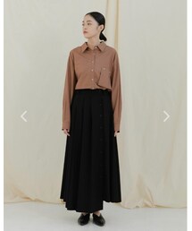 mouggan | 單邊百褶排釦細節長裙(スカート)