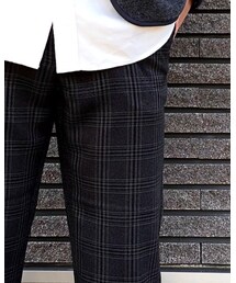 GU | ウールライクイージーアンクルパンツ（チェック）（07 GRAY）（サイズ: M）(スラックス)