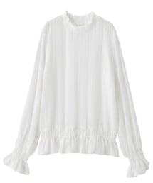 GU | レースフリルネックT(シャツ/ブラウス)