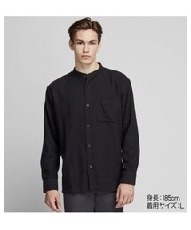 UNIQLO | オーバーサイズフランネルスタンドカラーシャツ(長袖)(シャツ/ブラウス)