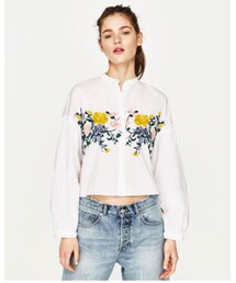 ZARA | フラワー刺繍シャツ(シャツ/ブラウス)