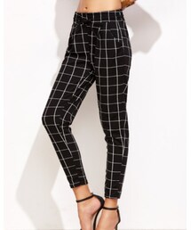 SHEIN | Grid Print Drawstrin Peg Pants(その他パンツ)