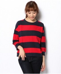 fig Ｌondon | 裏毛ボーダー丸首プルオーバー(スウェット)