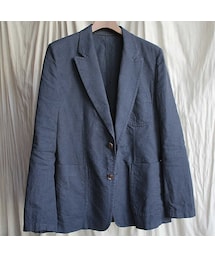Honor gathering | linen cotton classical gren check washer jacket(テーラードジャケット)