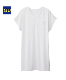 GU | VネックロングＴシャツ(Tシャツ/カットソー)
