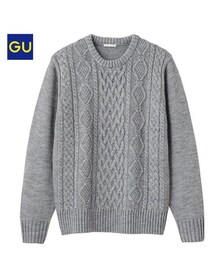 GU | アランケーブルクルーネックセーター(ニット/セーター)