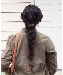 ヘアアレンジ | ねじりんぱ→三つ編み(その他)