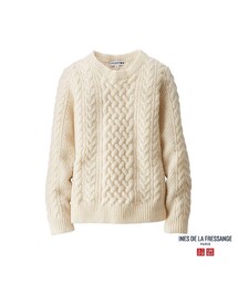 UNIQLO | WOMEN ローゲージケーブルクルーネックセーター（長袖）(ニット/セーター)