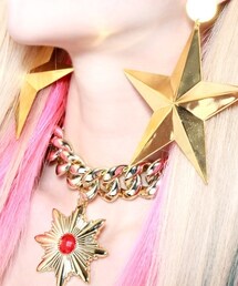 etup shop | 歐美時尚土豪金立體五芒星造型耳環
(イヤリング)