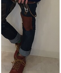 GU | 革をパッチワークで張り、リメイクしました！(デニムパンツ)