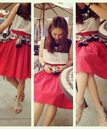dholic | 赤いフレアスカート♡(スカート)