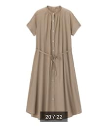 GU | バンドカラーギャザーワンピース(半袖)(ワンピース/ドレス)