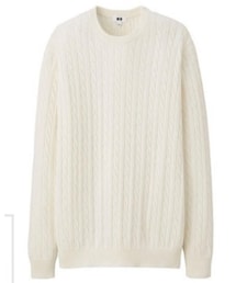 UNIQLO | 2015.3月中旬購入。メンズSサイズ。コットンカシミヤケーブルクルーネックセーター(ニット/セーター)