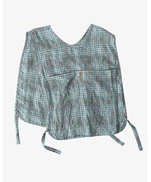 Sillage | GREEN CHECK LINEN UTILITY VEST(ベスト)