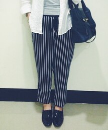 #nude | 直條紋抽繩褲(その他パンツ)