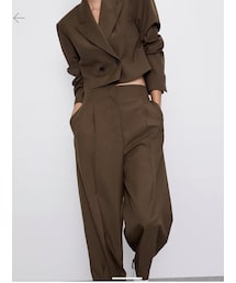 ZARA | ダーツ入りワイドレッグパンツ(その他パンツ)