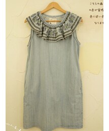 *cawaii×森ガール* 　クロスステッチに恋をするデニムワンピース。　(ワンピース)