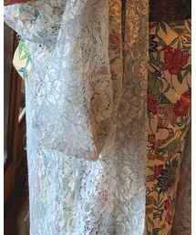 さく研究所 | その日に買って、そのまま着ちゃった品。可愛すぎ。羽織紐がないのはそういった理由。黒白以外で作ってみたら、レース良いもの使いすぎたとお店の方が言っていたので、レアかも？(その他アウター)