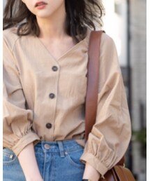 GU | フロントボタンブラウス(シャツ/ブラウス)