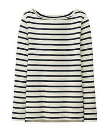 UNIQLO | WOMEN ボーダーボートネックT（長袖）A(Tシャツ/カットソー)