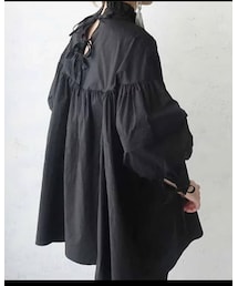 k.growth | 2wayバンドカラーバックリボンタックスリーブコットンブラウス(シャツ/ブラウス)