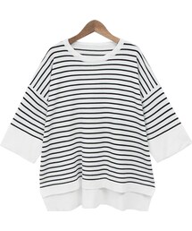 Dailyabout | ドロップショルダー7分丈ストライプニット(ニット/セーター)