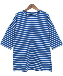 Dailyabout | ドロップショルダー7分丈7ボーダーTシャツ(Tシャツ/カットソー)