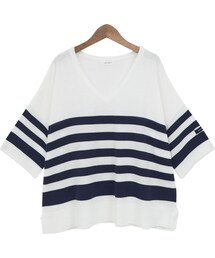 Dailyabout | ドロップショルダーボーダーポイント半袖Tシャツ(Tシャツ/カットソー)