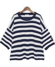 Dailyabout | ラウンドネックワイドボーダーTシャツ(Tシャツ/カットソー)