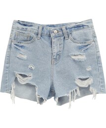 Dailyabout | アンバランスカットオフハーフハイウェストデニムショートパンツ(デニムパンツ)