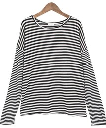 Dailyabout | ラウンドネックボーダー柄長袖Tシャツ(Tシャツ/カットソー)