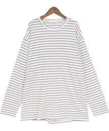 Dailyabout | ラウンドネックドロップショルダールーズフィットボーダー柄Tシャツ(Tシャツ/カットソー)