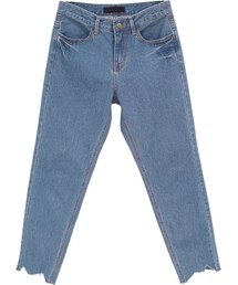Dailyabout | ハーフハイウェスト裾スカラップ9分丈ウォッシングデニム(デニムパンツ)