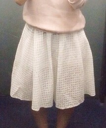 AULA AILA | 膝丈ホワイトチェックスカート(スカート)