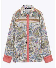 ZARA | プリント柄ブラウス XS 【2286/263】(シャツ/ブラウス)