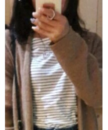 SPAO | 白色條紋上衣(Tシャツ/カットソー)