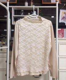 ハイネックのレーストップス(Tシャツ/カットソー)