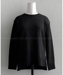 littleblack | シンプルラウンドネックローゲージニットセーター(ニット/セーター)