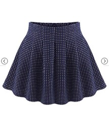 Sheinside Blue Polka Dot Flare Skirt(スカート)
