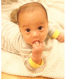 弟にかぶせたら…（笑） | 生後4ヶ月半なのに毛が生えなーい😩(その他)