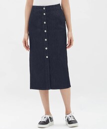 GU | デニムフロントボタンミディスカートJN(デニムスカート)