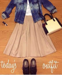 ＊ | ミモレ丈ベージュスカート(スカート)