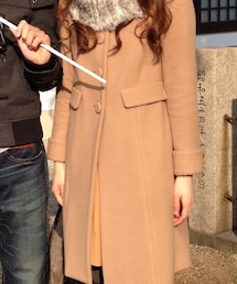 JUSGLITTY | ファー付きスタンドカラーコート(ステンカラーコート)