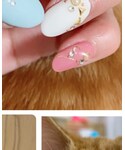 シェルネイルレースパールアクセネイル💛✨の「メイクアップ(マニキュア/ジェルネイル)」