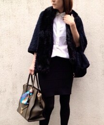 BCBGMAXAZRIA | 白シャツと黒タイトスカートのドッキングワンピ(ワンピース)