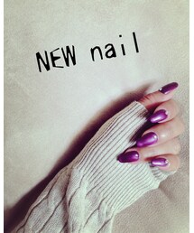 new nail💅 | 深いラメ入りパープル❤︎ストーン乗せ(ハンドケア/ハンドクリーム)