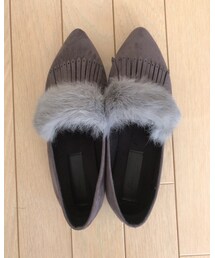 韓国 | ファー&フリンジパンプス(フェイクスエード)(パンプス)